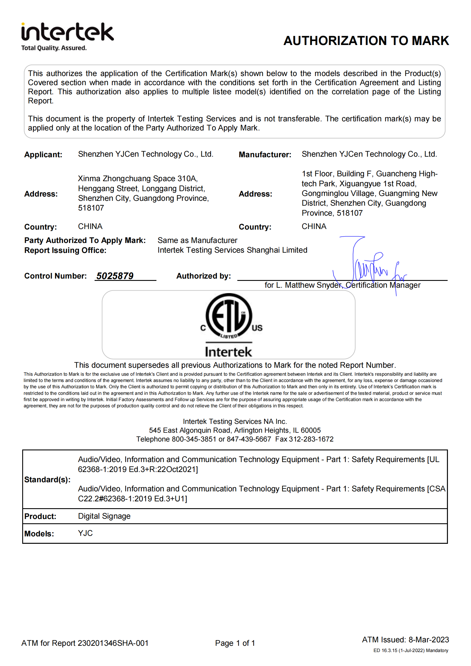 ETL Certification